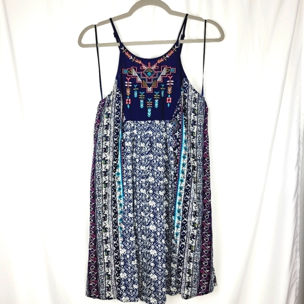 Altar'd State Spaghetti Strap Boho Floral Elephant‎ Dress Sleeveless Size…